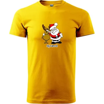 Pánské tričko Nej kámoši - Santa a sob - Klasické pánské triko vyšší gramáže - M ( Žlutá )