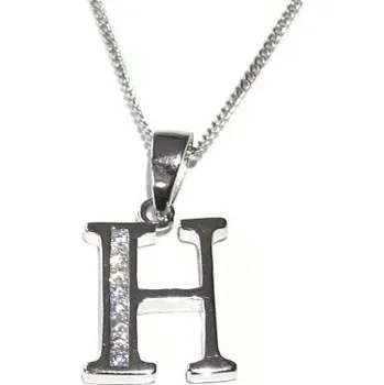 Přívěsek Stříbrný přívěšek písmenko "H" se zirkony Rhodium 1,95g Stříbro 925/1000