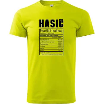 Nutriční hodnoty - hasič, hasička - Klasické pánské triko vyšší gramáže - XS ( Limetková )