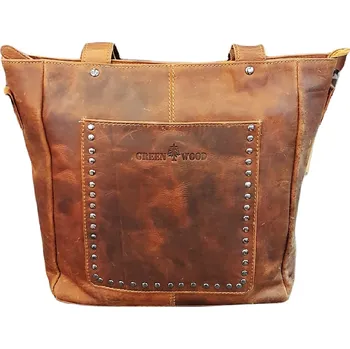 Kabelka Dámská kožená kabelka Green Wood hnědá 193033