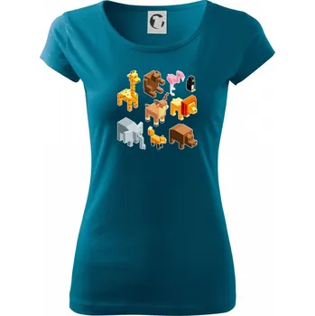 Dámské tričko 3D zvířátka - Dámské triko Pure - S ( Petrolejová )