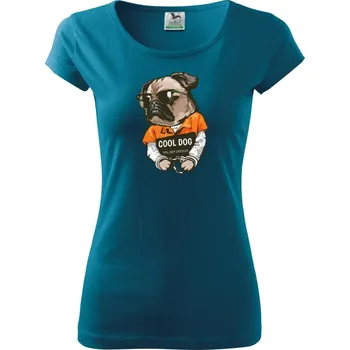 Dámské tričko Mops výtržník - Dámské triko Pure - 3XL ( Petrolejová )