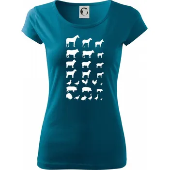 Dámské oblečení Zvířátka z vesnice - Dámské triko Pure - M ( Petrolejová )