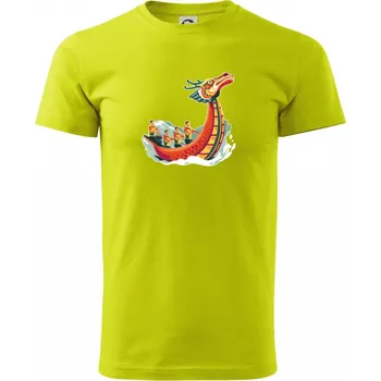 Dračí lodě při závodě - Klasické pánské triko vyšší gramáže - 3XL ( Limetková )