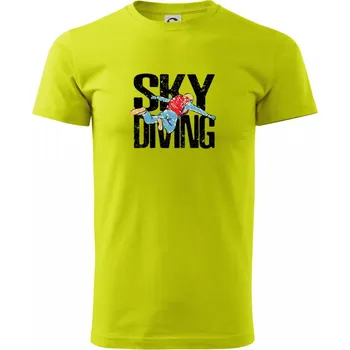 Pánské tričko Skydiving nápis - Klasické pánské triko vyšší gramáže - 2XL ( Limetková )
