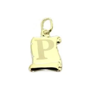 Přívěsek Zlatý přívěšek písmenko "P" Svitek menší 21mm 0,40g Zlato 14k(585/1000)
