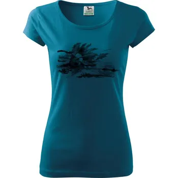 Kreslený prut opřený o kámen - Dámské triko Pure - M ( Petrolejová )