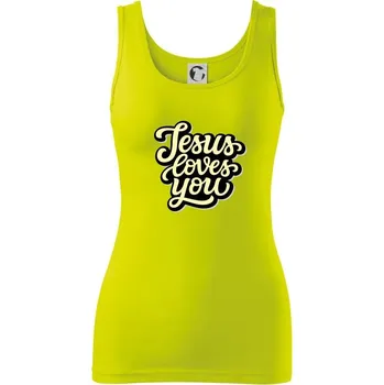 Dámské tričko Jesus loves you - psací písmo - Dámské tílko - S ( Limetková )
