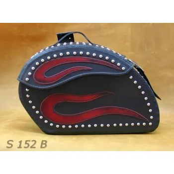 Zavazadlo na motocykl Kožené moto brašny S152 Red, černé, 46x31x18cm - bez nýtů
