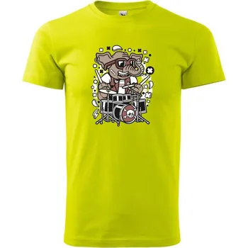 Slon bubeník - Klasické pánské triko vyšší gramáže - S ( Limetková )