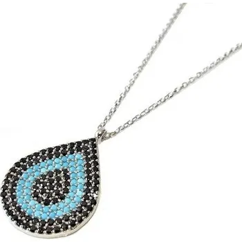 Náhrdelník Stříbrný náhrdelník KAPKA s matnými zirkony Rhodium 45cm Stříbro 925/1000