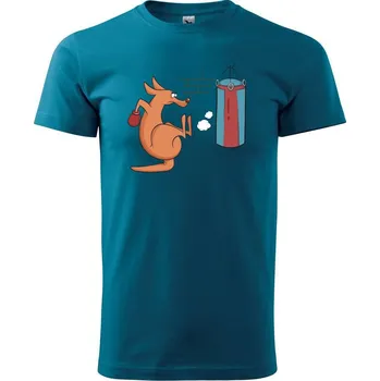 Boxující klokan - Klasické pánské triko vyšší gramáže - M ( Petrolejová )