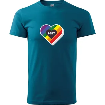 Pánská móda LGBT srdce duhové - Klasické pánské triko vyšší gramáže - M ( Petrolejová )
