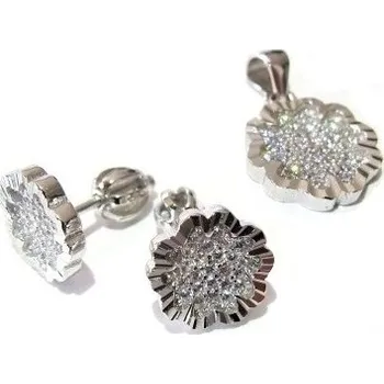 Souprava šperků Stříbrná souprava Čtyřlístek se zirkony Rhodium 3,30g Stříbro 925/1000