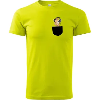 Žirafa v kapse - Klasické pánské triko vyšší gramáže - M ( Limetková )