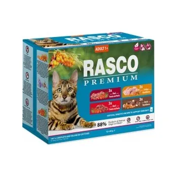 Krmivo pro kočku Kapsičky RASCO Premium Cat Pouch Adult - 3x beef, 3x veal, 3x turkey, 3x duck 1020g