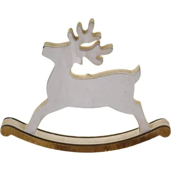Vánoční dekorace Sob dřevěný houpací 13x17 cm