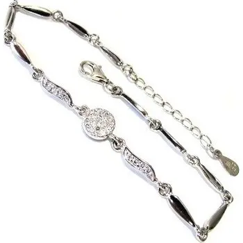 Náramek Luxusní stříbrný náramek s čirými zirkony 4,60g Rhodium 17+2cm Stříbro 925/1000