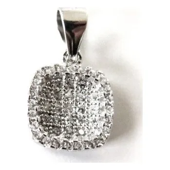 Přívěsek Stříbrný přívěsek čvtereček se zirkony 17mm Rhodium Stříbro 925/1000