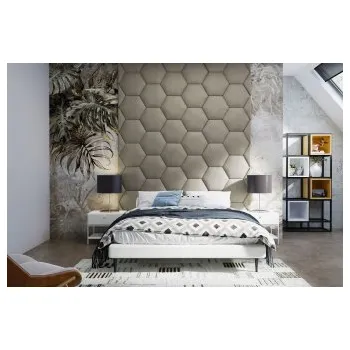 Předsíňová stěna Čalouněný nástěnný panel Hexagon 30 x 26 x 3 cm šedobéžová