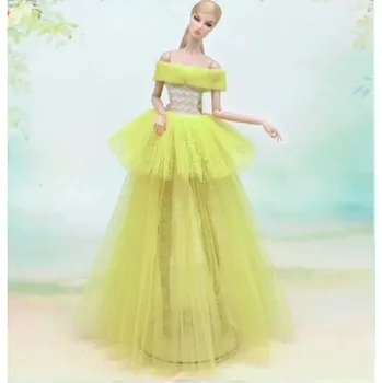 Doplněk pro panenku Princeznovské šaty pro panenky Barbie Věk: 3 žlutá