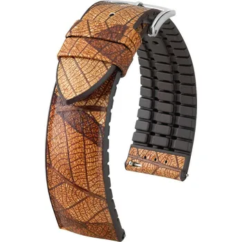 Módní doplněk Kaučukový řemínek Hirsch Leaf M 0921046110-2, hnědý, přírodní kaučuk, délka M, Quick Release