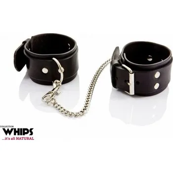 Pánské erotické prádlo WHIPS Soft Leather Handcuffs for Him, černá pouta na zápěstí s polstrováním
