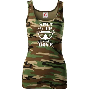 Shut up and dive - Dámské Maskáčové tílko - XS ( Hnědý maskáč )