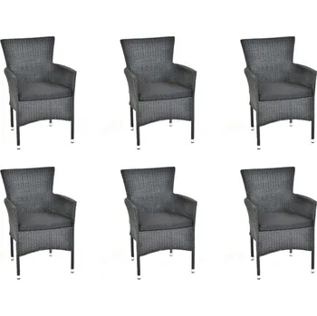 Zahradní lavice IWHome Zahradní křeslo BARCELONA antracit s poduškou IWH-1010004 sada 6ks