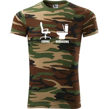 Pánské tričko Coding debugging - Army CAMOUFLAGE - 3XL ( Hnědý maskáč )