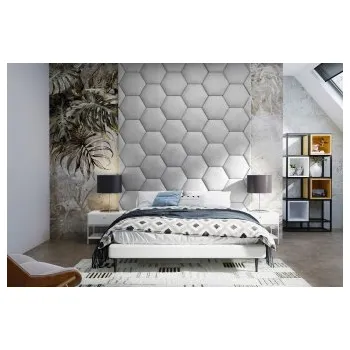 Předsíňová stěna Čalouněný nástěnný panel Hexagon 30 x 26 x 5 cm popelavá