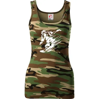 Dámské tričko Rychlý snowboardista - Dámské Maskáčové tílko - XS ( Hnědý maskáč )