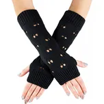 VFstyle černé pletené návleky na ruce Hearts 30 cm