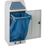 Samozhášecí nádoba na odpad, ruční obsluha, úchyty pro odpadkové pytle, objem 120 litrů, šedá/šedá