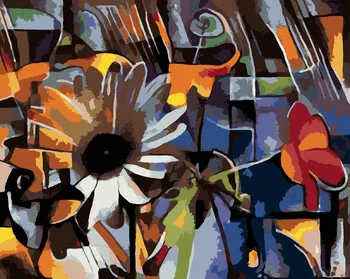 Zuty Malování podle čísel květiny v kubistickém stylu 40 x 50 cm