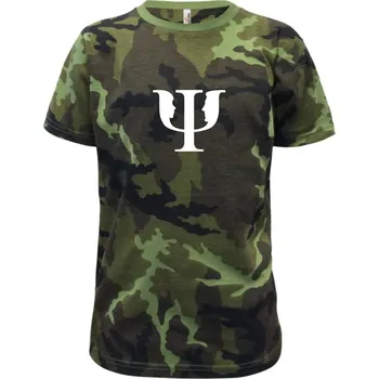 Psychologie logo muž a žena - Dětské maskáčové triko - 122 cm/6 let ( Zelený maskáč )