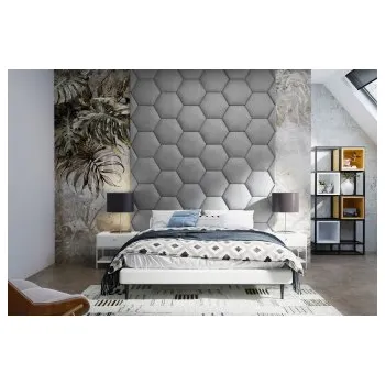 Předsíňová stěna Čalouněný nástěnný panel Hexagon 30 x 26 x 3 cm šedá