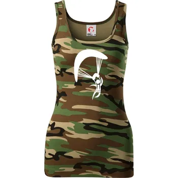 Dámské tričko Paragliding panáček ikona - Dámské Maskáčové tílko - M ( Hnědý maskáč )