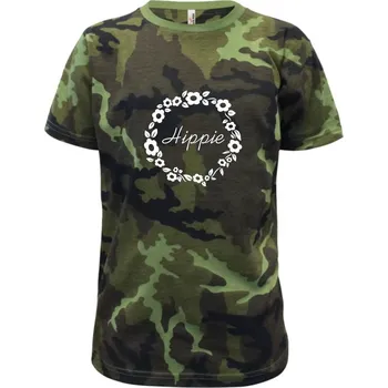 Hippie - Dětské maskáčové triko - 146 cm/10 let ( Zelený maskáč )