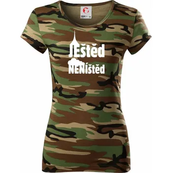 Ještěd neníštěd - Dámské maskáčové triko - S ( Hnědý maskáč )