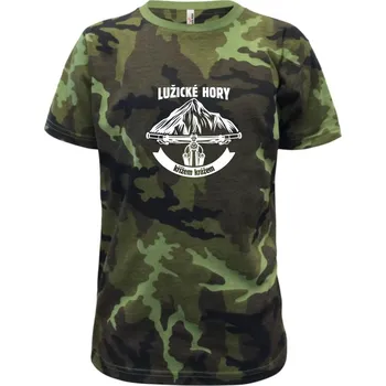 Lužické hory křížem krážem - Dětské maskáčové triko - 146 cm/10 let ( Zelený maskáč )