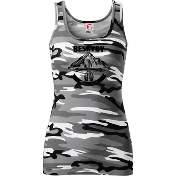 Dámské tričko Beskydy křížem krážem - Dámské Maskáčové tílko - L ( Šedý maskáč )