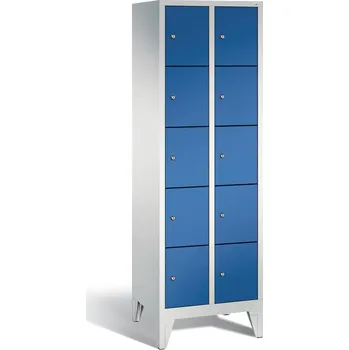 Šatní skříň Skříň typ Cabo, na nožičkách, 10 boxů, š 610, v 1850, h 500 mm, šedo-modrá