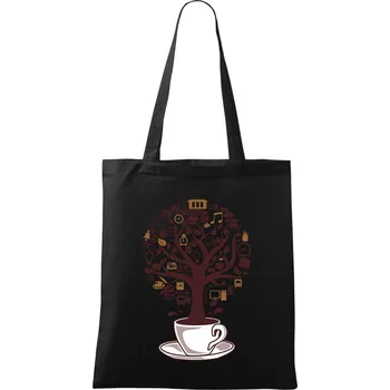 Nákupní taška Coffee Tree parts from school icon - Taška bavlněná - 42 x 38 cm ( Černá )