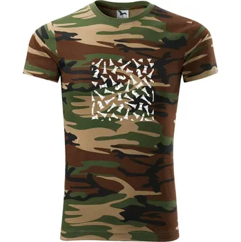 Pánské tričko Šachové figurky ve čtverci - Army CAMOUFLAGE - XS ( Hnědý maskáč )