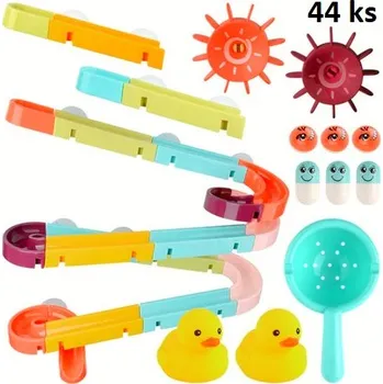 Hračka do vany, tobogán s kuličkou, překlápěcí fazolkou a kačenkou, 3 varianty Varianta: 44 kusů