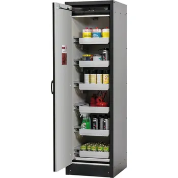 Protipožární skříň na nebezpečné látky asecos Basis-Line typ 30-66L, antracit-žlutá, 6 ks vany