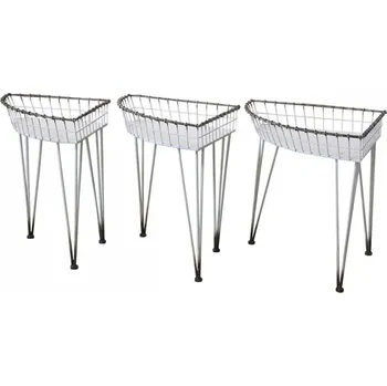 Konferenční stolek 3ks krémový kovový vintage stolek Vivie s patinou - 65*47*51cm