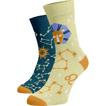 Dámské ponožky Veselé ponožky Znamení zvěrokruhu Lev Tmavě modrá Bavlna 39-41