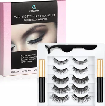 Umělé řasy Recenze GloryStyles Magnetické řasy s očními linkami 5 párů černé